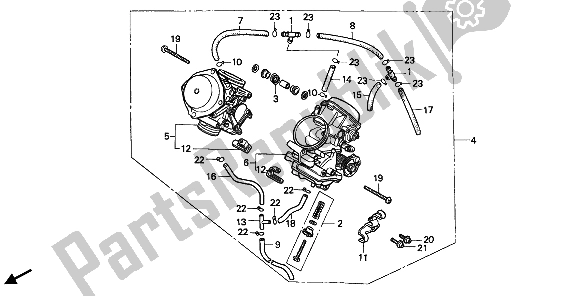 All parts for the Carburetor (assy.) of the Honda XRV 650 Africa Twin 1988