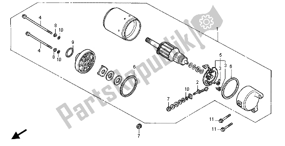 All parts for the Starting Motor of the Honda RVF 400R 1996