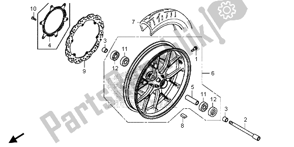 All parts for the Front Wheel of the Honda CBR 500 RA 2013