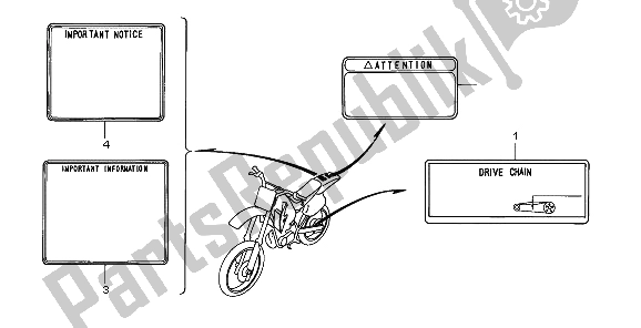 Todas las partes para Etiqueta De Precaución de Honda CR 250R 1996