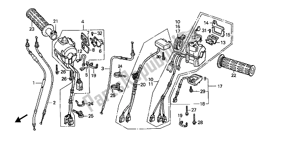 All parts for the Switch & Cable of the Honda GL 1500 1990