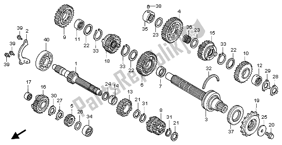 All parts for the Transmission of the Honda VFR 800 FI 1999