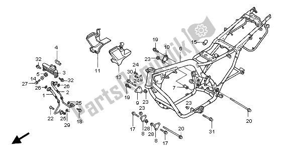 All parts for the Frame Body of the Honda CB 750F2 1996