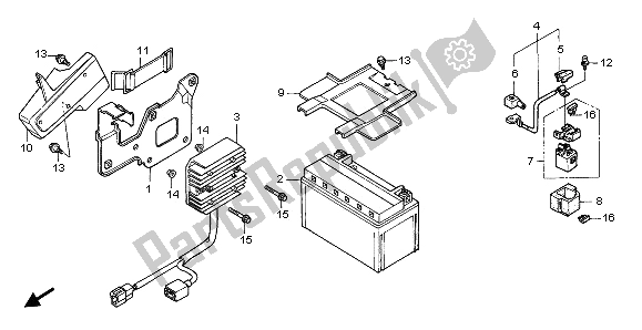 All parts for the Battery of the Honda NTV 650 1996