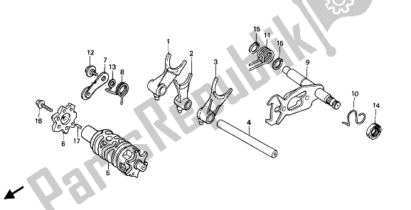 All parts for the Gearshift Drum of the Honda NX 250 1991
