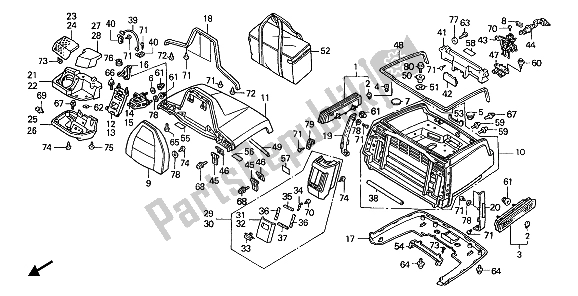 All parts for the Trunk Box of the Honda GL 1500 1990