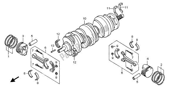 All parts for the Crankshaft & Piston of the Honda GL 1800A 2003