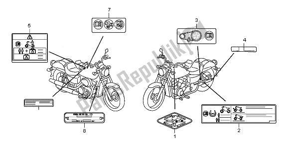 All parts for the Caution Label of the Honda VT 750 SA 2010