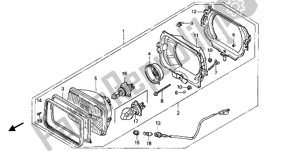 All parts for the Headlight (uk) of the Honda XL 600 1988