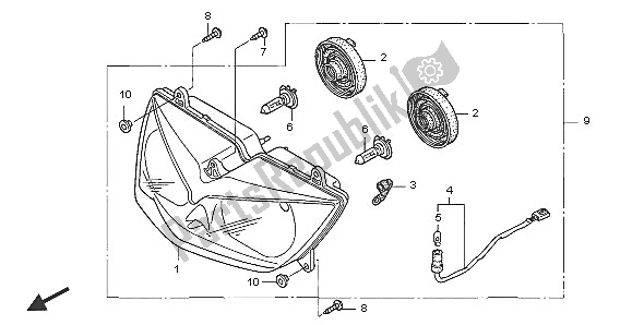 Alle onderdelen voor de Koplamp (uk) van de Honda XL 1000V 2005