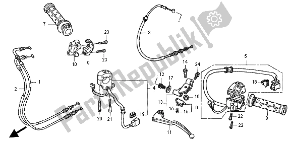 Alle onderdelen voor de Handvat Hendel & Schakelaar Kabel van de Honda CBR 600 RA 2012