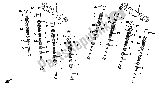 All parts for the Camshaft & Valve (rear) of the Honda VFR 800 2007