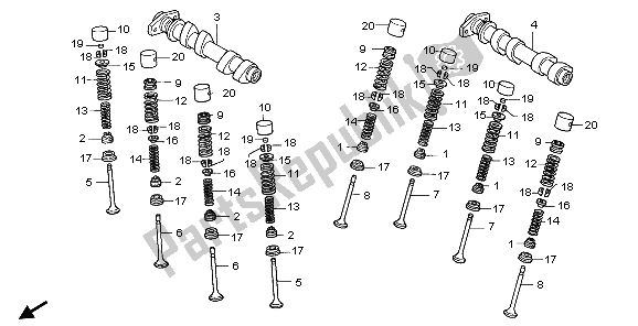 Tutte le parti per il Albero A Camme E Valvola (posteriore) del Honda VFR 800 2007