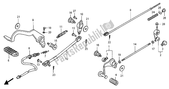 All parts for the Pedal of the Honda VT 750C 2000