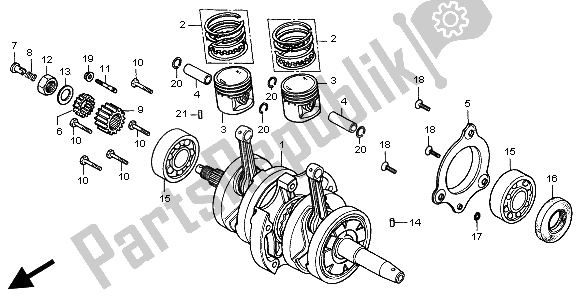 All parts for the Crankshaft & Piston of the Honda CMX 250C 1998