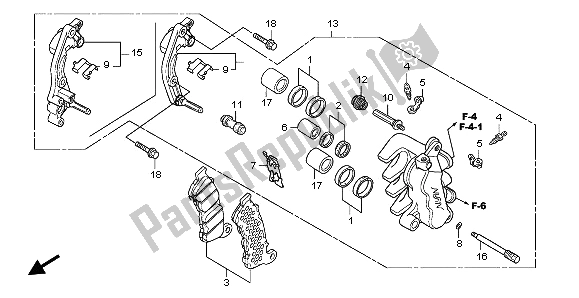 All parts for the Front Brake Caliper of the Honda SH 300A 2009