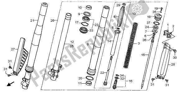 All parts for the Front Fork of the Honda CR 80 RB LW 2000