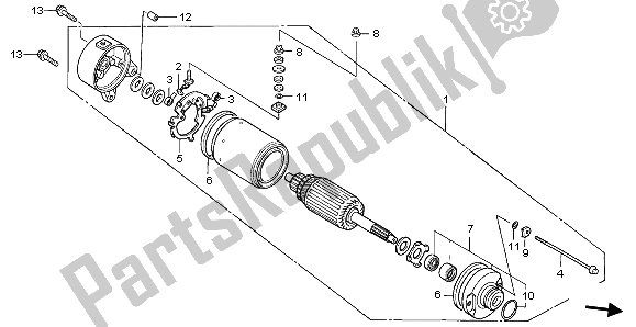 Todas las partes para Motor De Arranque de Honda TRX 350 FE Fourtrax Rancher 4X4 ES 2002