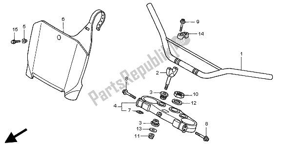 All parts for the Handle Pipe & Top Bridge of the Honda CR 250R 2003