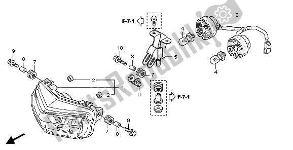 All parts for the Headlight of the Honda TRX 300 EX 2008