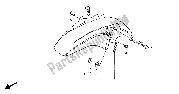 All parts for the Front Fender of the Honda CBF 600S 2004