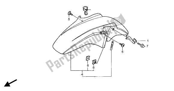 Tutte le parti per il Parafango Anteriore del Honda CBF 600S 2004
