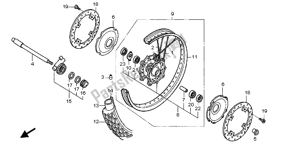 All parts for the Front Wheel of the Honda XL 650V Transalp 2002