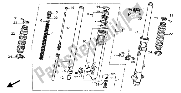 Alle onderdelen voor de Voorvork van de Honda XR 650R 2003