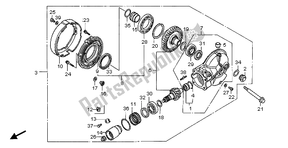 All parts for the Final Driven Gear of the Honda NT 700V 2007