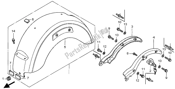 All parts for the Rear Fender of the Honda VT 750C 1997