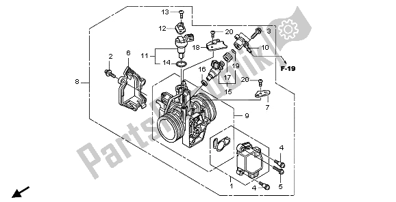 All parts for the Throttle Body of the Honda TRX 700 XX 2009