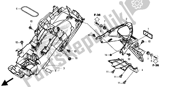 Tutte le parti per il Parafango Posteriore del Honda CB 500 FA 2013