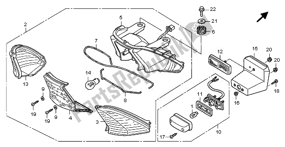 All parts for the Taillight of the Honda ANF 125 2008