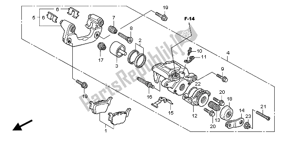 All parts for the Rear Brake Caliper of the Honda TRX 450 ER Sportrax 2009