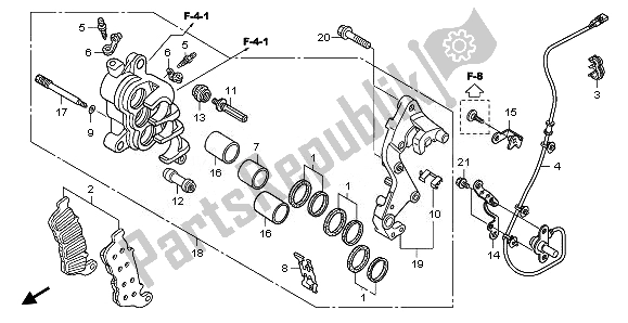 All parts for the R. Front Brake Caliper of the Honda CB 600 FA Hornet 2010