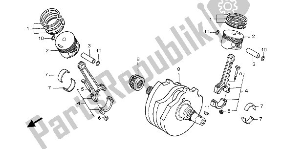 All parts for the Crankshaft & Piston of the Honda NT 650V 2003