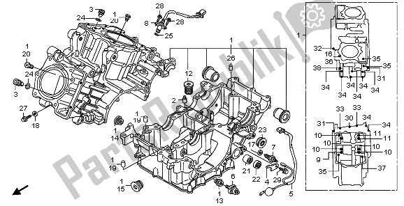 All parts for the Crankcase of the Honda XL 1000V 2010