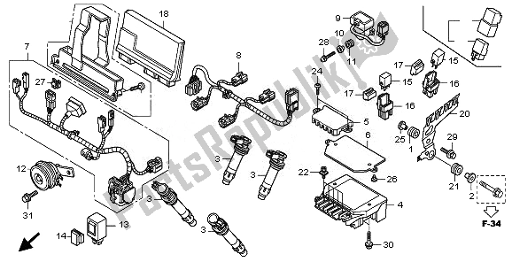 All parts for the Sub Harness of the Honda VFR 1200 FA 2010