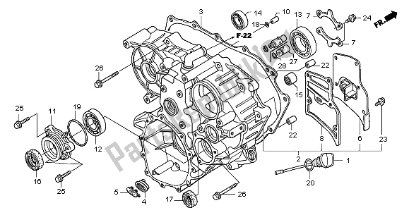 Alle onderdelen voor de Achterkant Van De Behuizing van de Honda GL 1800A 2005