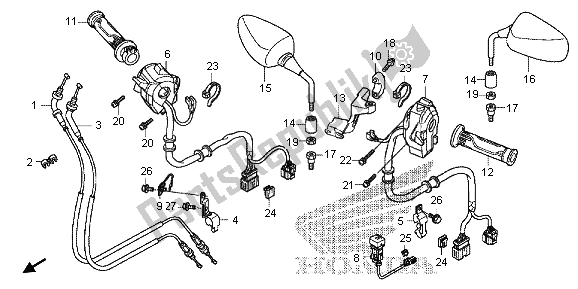 All parts for the Switch & Cable & Mirror of the Honda VFR 1200 XD 2012