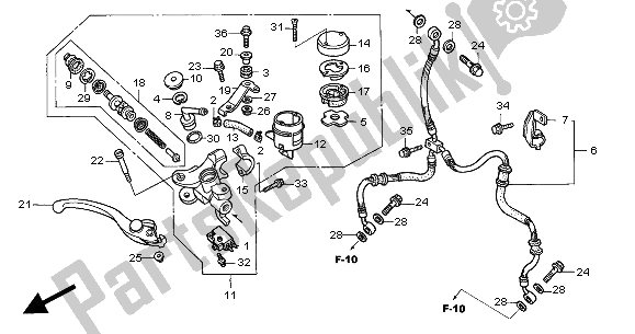 All parts for the Fr. Brake Master Cylinder of the Honda VTR 1000 SP 2000