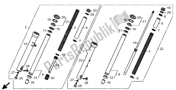 Todas las partes para Tenedor Frontal de Honda VT 1300 CX 2010