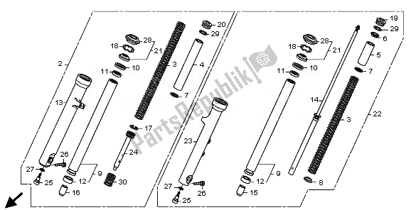 Todas las partes para Tenedor Frontal de Honda VT 1300 CX 2010