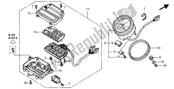 All parts for the Meter (kmh) of the Honda VTX 1800C 2003