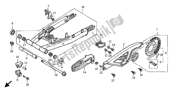 All parts for the Swingarm of the Honda XLR 125R 1998