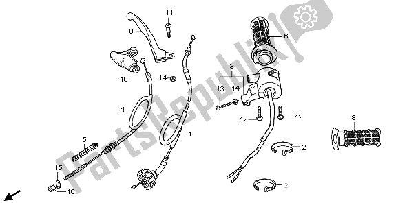 Alle onderdelen voor de Handvat Hendel & Schakelaar & Kabel van de Honda CRF 50F 2006