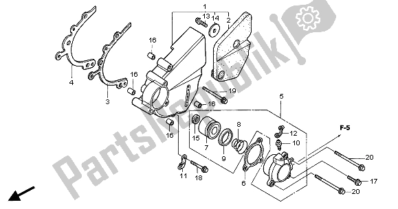 All parts for the Left Cover of the Honda VTR 1000F 2001