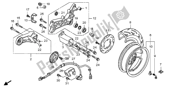 Toutes les pièces pour le Roue Arrière du Honda FJS 400A 2010