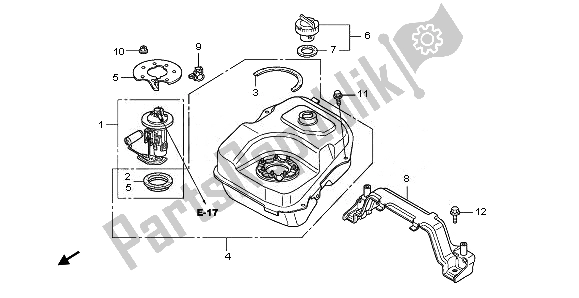 All parts for the Fuel Tank of the Honda PES 125 2011