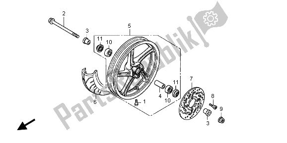 All parts for the Rear Wheel of the Honda WW 125 2013